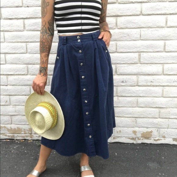 Vintage Dresses & Skirts - Midi Jean Skirt